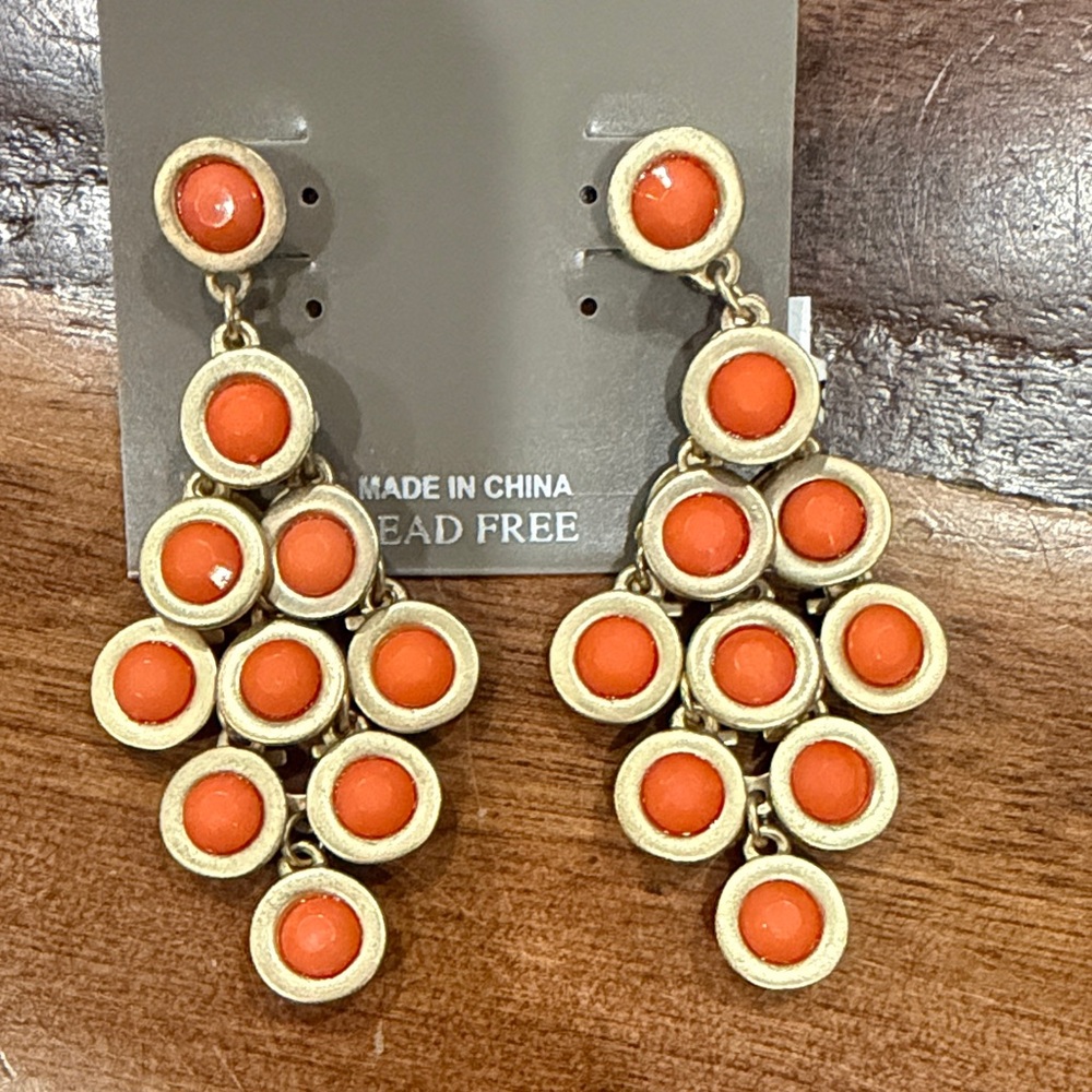 Natasha Chandelier Earrings with Orange Accents